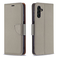 Leather Case Stands Flip Cover Holder B06F for Samsung Galaxy A04s Gray