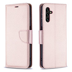 Leather Case Stands Flip Cover Holder B06F for Samsung Galaxy A04s Rose Gold