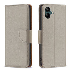 Leather Case Stands Flip Cover Holder B06F for Samsung Galaxy A05 Gray