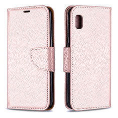 Leather Case Stands Flip Cover Holder B06F for Samsung Galaxy A10e Rose Gold