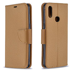 Leather Case Stands Flip Cover Holder B06F for Samsung Galaxy A10s Brown