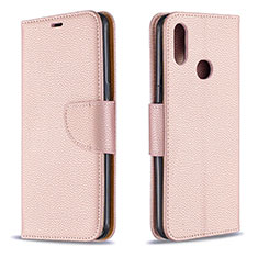 Leather Case Stands Flip Cover Holder B06F for Samsung Galaxy A10s Rose Gold