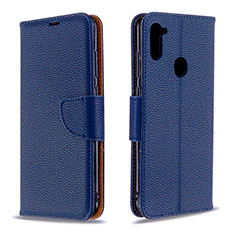 Leather Case Stands Flip Cover Holder B06F for Samsung Galaxy A11 Blue