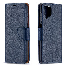 Leather Case Stands Flip Cover Holder B06F for Samsung Galaxy A12 5G Blue