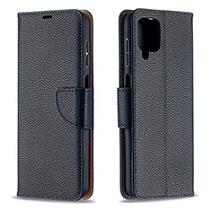 Leather Case Stands Flip Cover Holder B06F for Samsung Galaxy A12 Black