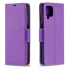 Leather Case Stands Flip Cover Holder B06F for Samsung Galaxy A12 Nacho Purple