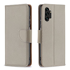 Leather Case Stands Flip Cover Holder B06F for Samsung Galaxy A13 4G Gray