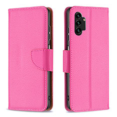 Leather Case Stands Flip Cover Holder B06F for Samsung Galaxy A13 4G Hot Pink