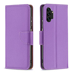 Leather Case Stands Flip Cover Holder B06F for Samsung Galaxy A13 4G Purple