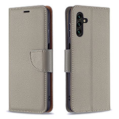 Leather Case Stands Flip Cover Holder B06F for Samsung Galaxy A13 5G Gray
