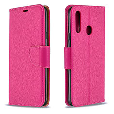 Leather Case Stands Flip Cover Holder B06F for Samsung Galaxy A20s Hot Pink