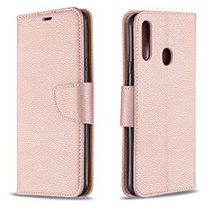 Leather Case Stands Flip Cover Holder B06F for Samsung Galaxy A20s Rose Gold