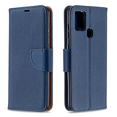 Leather Case Stands Flip Cover Holder B06F for Samsung Galaxy A21s Blue