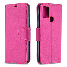 Leather Case Stands Flip Cover Holder B06F for Samsung Galaxy A21s Hot Pink