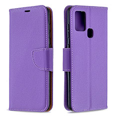 Leather Case Stands Flip Cover Holder B06F for Samsung Galaxy A21s Purple