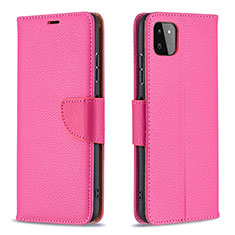 Leather Case Stands Flip Cover Holder B06F for Samsung Galaxy A22 5G Hot Pink