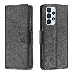 Leather Case Stands Flip Cover Holder B06F for Samsung Galaxy A23 4G Black