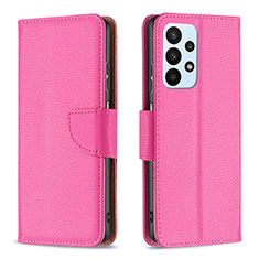 Leather Case Stands Flip Cover Holder B06F for Samsung Galaxy A23 4G Hot Pink