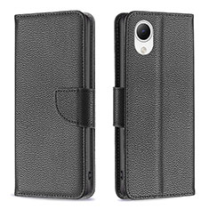 Leather Case Stands Flip Cover Holder B06F for Samsung Galaxy A23 5G SC-56C Black