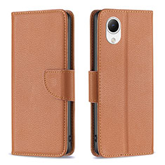 Leather Case Stands Flip Cover Holder B06F for Samsung Galaxy A23 5G SC-56C Brown