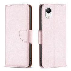 Leather Case Stands Flip Cover Holder B06F for Samsung Galaxy A23 5G SC-56C Rose Gold