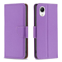 Leather Case Stands Flip Cover Holder B06F for Samsung Galaxy A23e 5G Purple