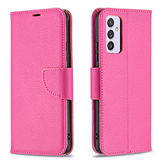 Leather Case Stands Flip Cover Holder B06F for Samsung Galaxy A24 4G Hot Pink