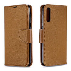 Leather Case Stands Flip Cover Holder B06F for Samsung Galaxy A30S Brown