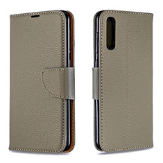 Leather Case Stands Flip Cover Holder B06F for Samsung Galaxy A30S Gray