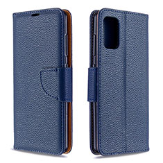 Leather Case Stands Flip Cover Holder B06F for Samsung Galaxy A41 Blue