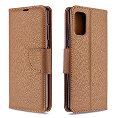 Leather Case Stands Flip Cover Holder B06F for Samsung Galaxy A41 Brown