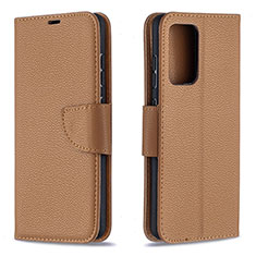 Leather Case Stands Flip Cover Holder B06F for Samsung Galaxy A52 4G Brown