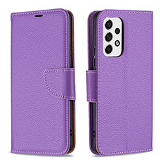 Leather Case Stands Flip Cover Holder B06F for Samsung Galaxy A53 5G Purple