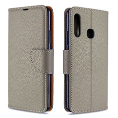 Leather Case Stands Flip Cover Holder B06F for Samsung Galaxy A70E Gray