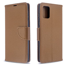 Leather Case Stands Flip Cover Holder B06F for Samsung Galaxy A71 4G A715 Brown