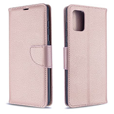 Leather Case Stands Flip Cover Holder B06F for Samsung Galaxy A71 4G A715 Rose Gold