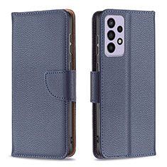 Leather Case Stands Flip Cover Holder B06F for Samsung Galaxy A73 5G Blue