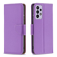 Leather Case Stands Flip Cover Holder B06F for Samsung Galaxy A73 5G Purple