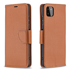 Leather Case Stands Flip Cover Holder B06F for Samsung Galaxy F42 5G Brown