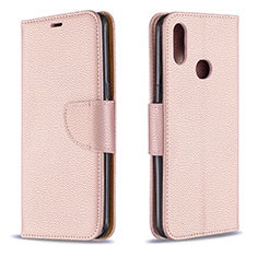 Leather Case Stands Flip Cover Holder B06F for Samsung Galaxy M01s Rose Gold