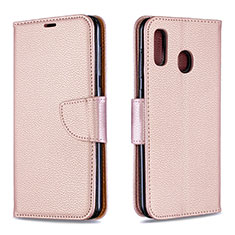 Leather Case Stands Flip Cover Holder B06F for Samsung Galaxy M10S Rose Gold