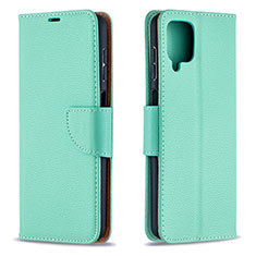 Leather Case Stands Flip Cover Holder B06F for Samsung Galaxy M12 Green