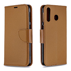 Leather Case Stands Flip Cover Holder B06F for Samsung Galaxy M30 Brown