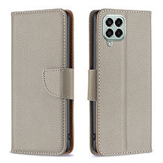 Leather Case Stands Flip Cover Holder B06F for Samsung Galaxy M33 5G Gray