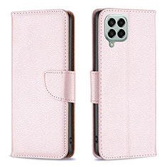 Leather Case Stands Flip Cover Holder B06F for Samsung Galaxy M33 5G Rose Gold