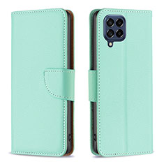 Leather Case Stands Flip Cover Holder B06F for Samsung Galaxy M53 5G Green