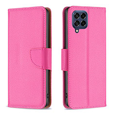 Leather Case Stands Flip Cover Holder B06F for Samsung Galaxy M53 5G Hot Pink