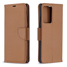 Leather Case Stands Flip Cover Holder B06F for Samsung Galaxy Note 20 Ultra 5G Brown