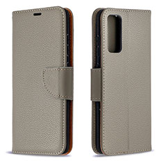 Leather Case Stands Flip Cover Holder B06F for Samsung Galaxy S20 FE (2022) 5G Gray