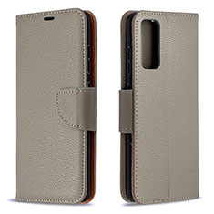 Leather Case Stands Flip Cover Holder B06F for Samsung Galaxy S20 Lite 5G Gray